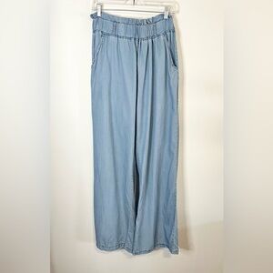 Thread & Supply Wide Leg Chambray Pants. Smocked Waist, Pockets. Size XL